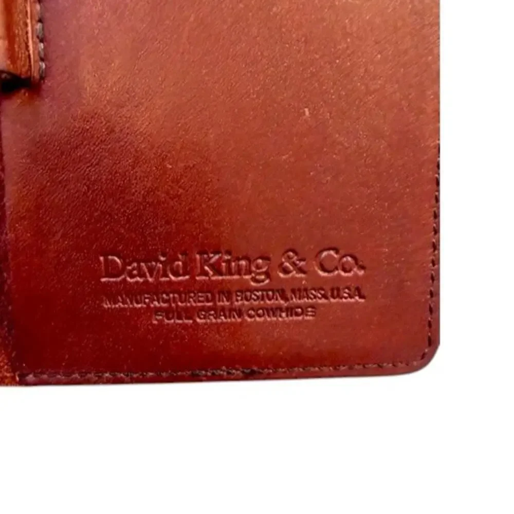 David King USA Vintage Full Grain Leather Bifold Wallet Brown Heritage Americana